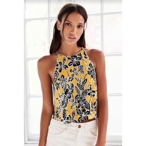 UO Yellow Floral Halter Crop Top